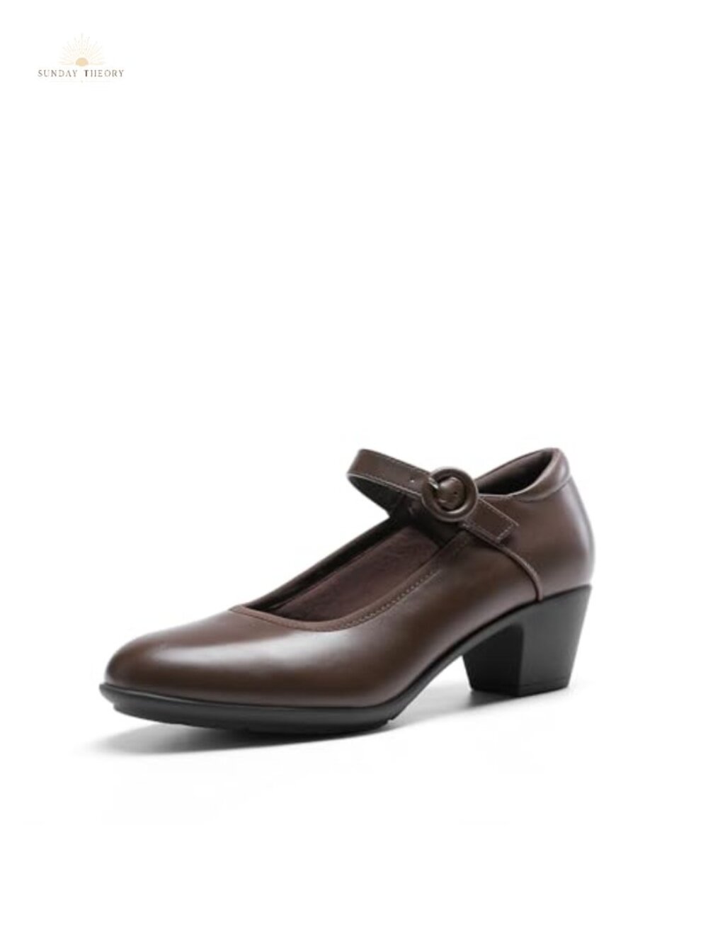 Mary Jane Low Chunky Dress Pumps Faux Leather